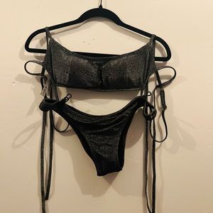 Black\gray sparkle two pice swim suit